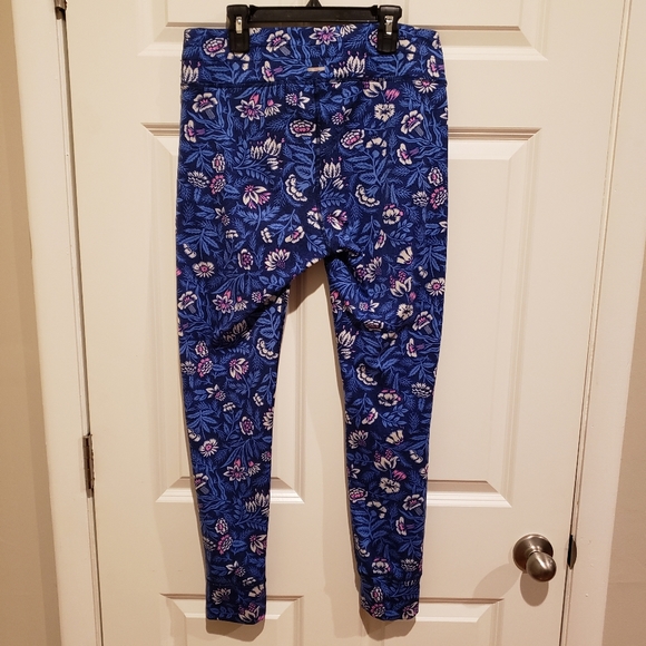 Aerie Chill Play Move Drawstring Leggings, Blue & Pink Floral, Size L (Regular) - Picture 2 of 7